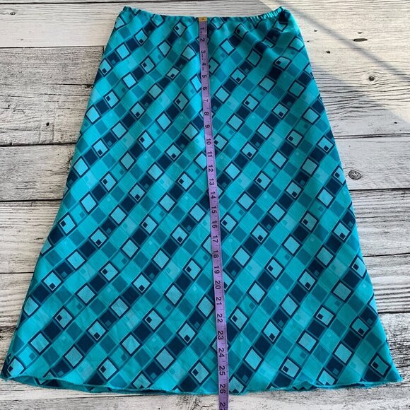 Vintage Geometric Print Semi Sheer Chiffon Retro Midi Skirt - Picture 11 of 11